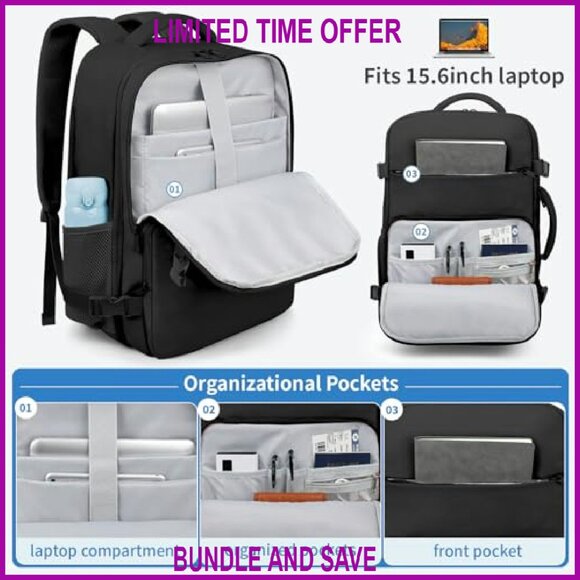 TSA Flight Approved 15.6 Laptop Backpack, Travel Carry On, Multiple Pockets - Picture 5 of 7